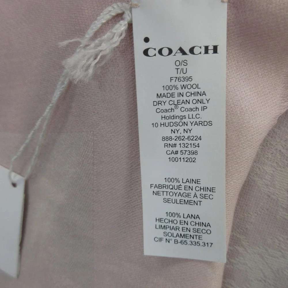 Coach Wool Scarf Womens One Size Blush Pink Horse & Carriage Jacquard F76395 New